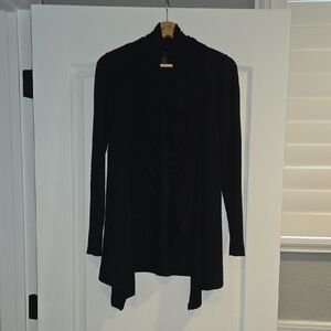 INC International Concepts Black Ruffled Cardigan